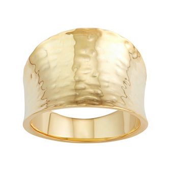 18k Gold Over Silver Hammered Cigar Band Ring