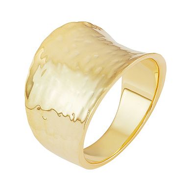 18k Gold Over Silver Hammered Cigar Band Ring