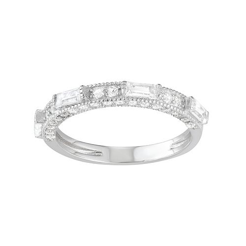 Sterling Silver LabCreated White Sapphire Anniversary Ring