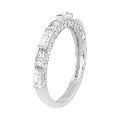 Sterling Silver Lab-Created White Sapphire Anniversary Ring