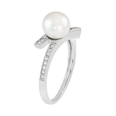 Sterling Silver Freshwater Cultured Pearl & Lab-Created White Sapphire ...