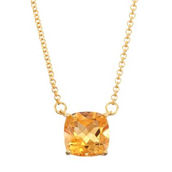 18k Gold Over Silver Citrine Necklace