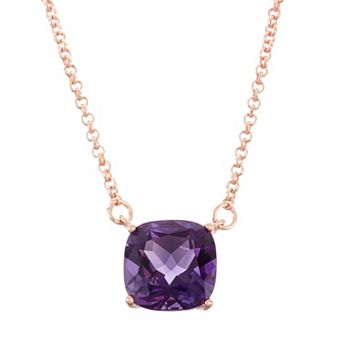 18k Rose Gold Over Silver Amethyst Necklace