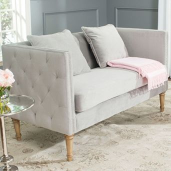 Safavieh Sarah Tufted Gray Settee Loveseat