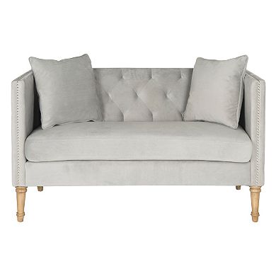 Safavieh Sarah Tufted Gray Settee Loveseat