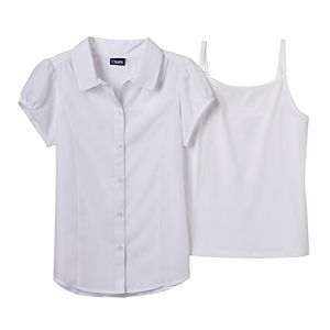 Girls 7-16 Chaps School Uniform Blouse & Camisole Set