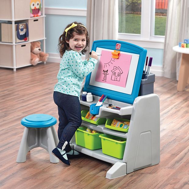 Flip & Doodle Easel Desk with Stool™ - Teal & Lime from Step2