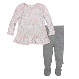 Baby Girl Burt's Bees Baby Organic Blossom Dress & Footed Pants Set