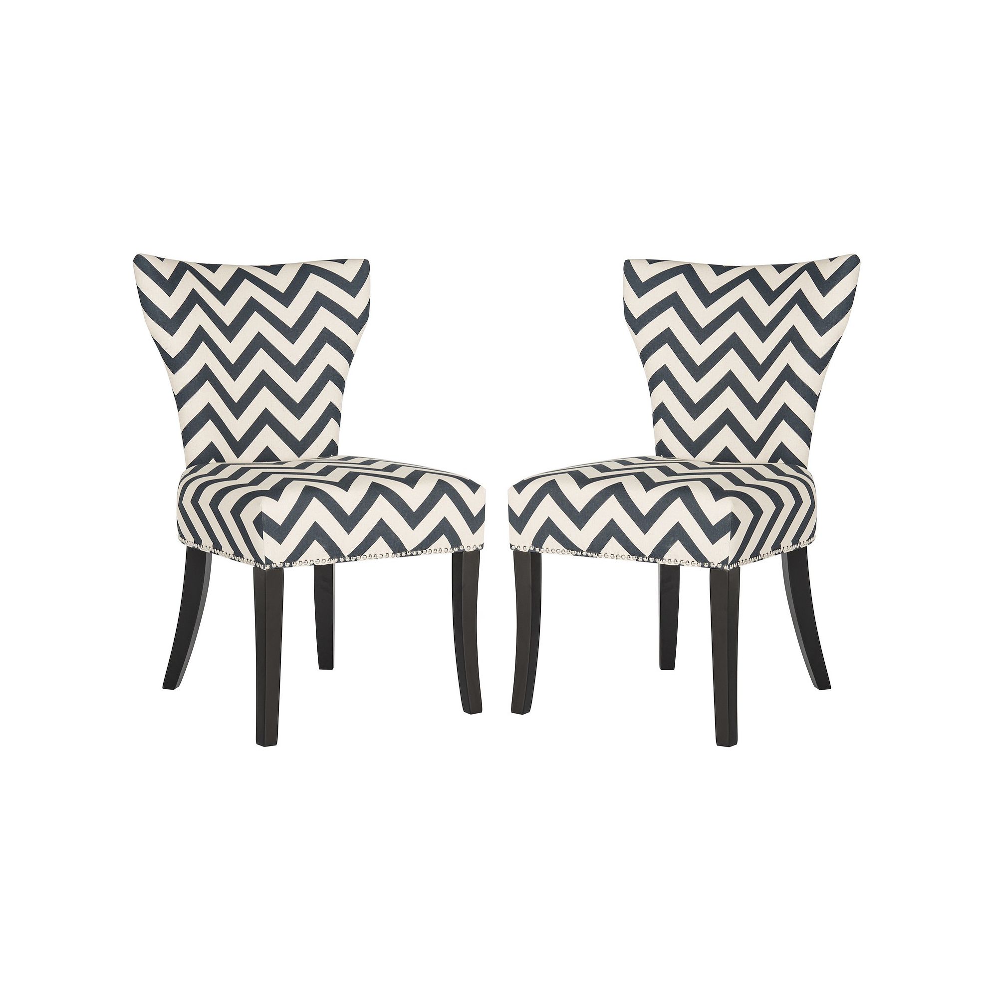 Safavieh Jappic Chevron Accent Chair 2-piece Set, Navy White