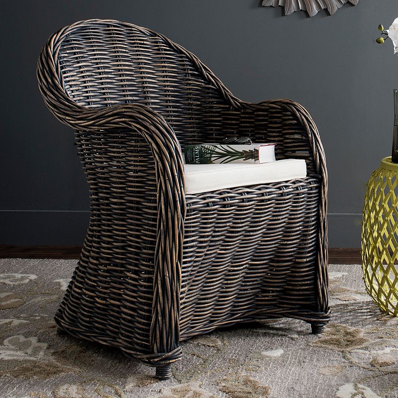 Safavieh Callista Wicker Club Chair  Black Wash