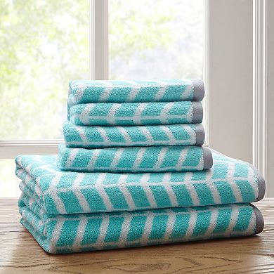 Intelligent Design Elle 6-piece Chevron Jacquard Towel Set