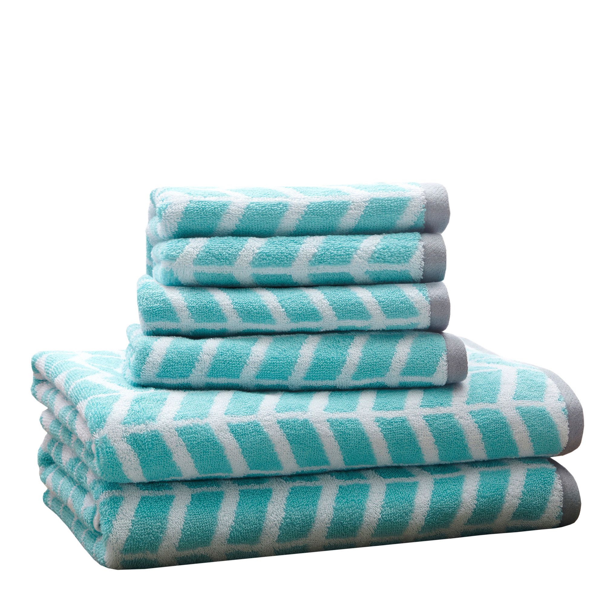 Intelligent Design Elle 6-piece Chevron Jacquard Bath Towel Set, Blue