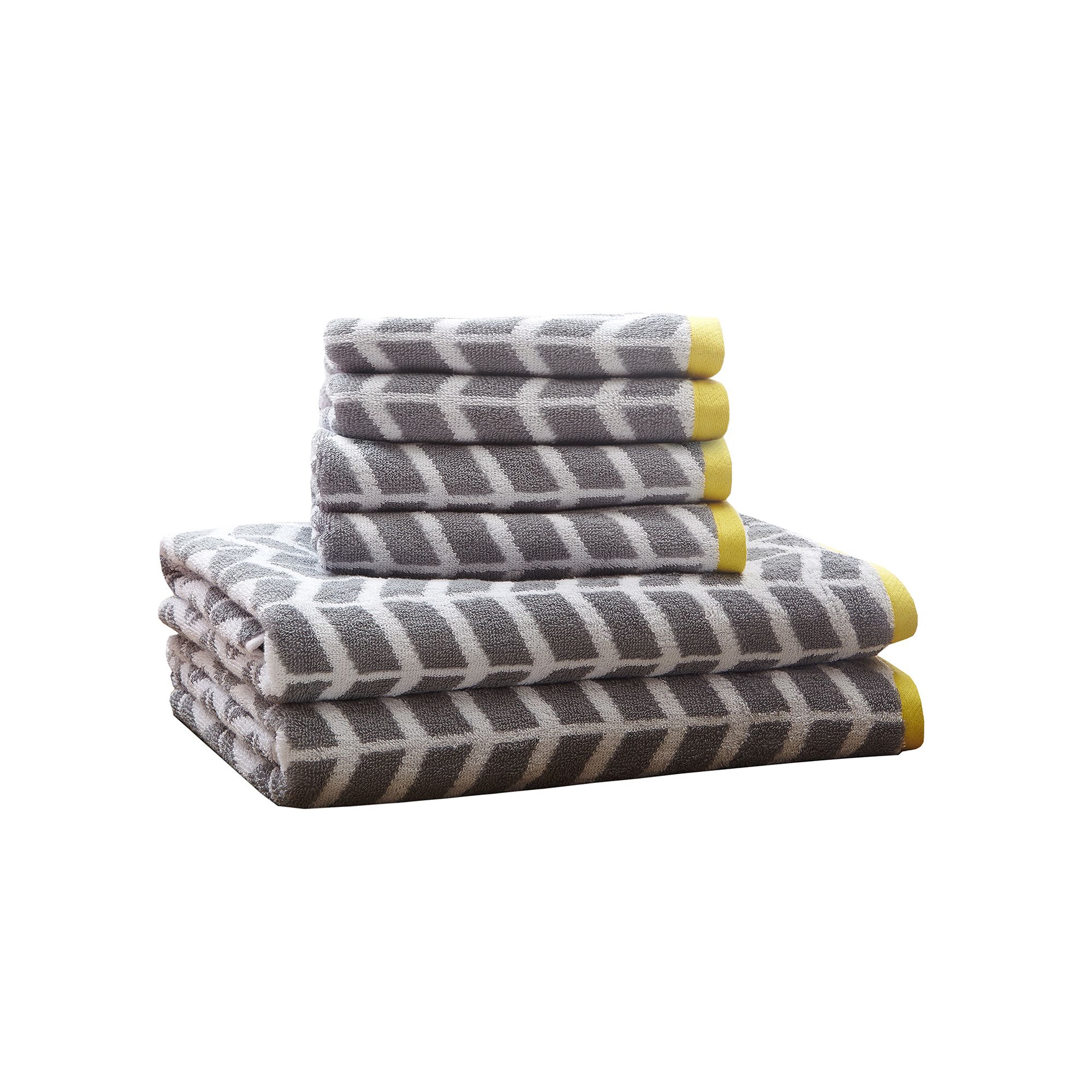 Intelligent Design Elle 6-piece Chevron Jacquard Bath Towel Set, Gray