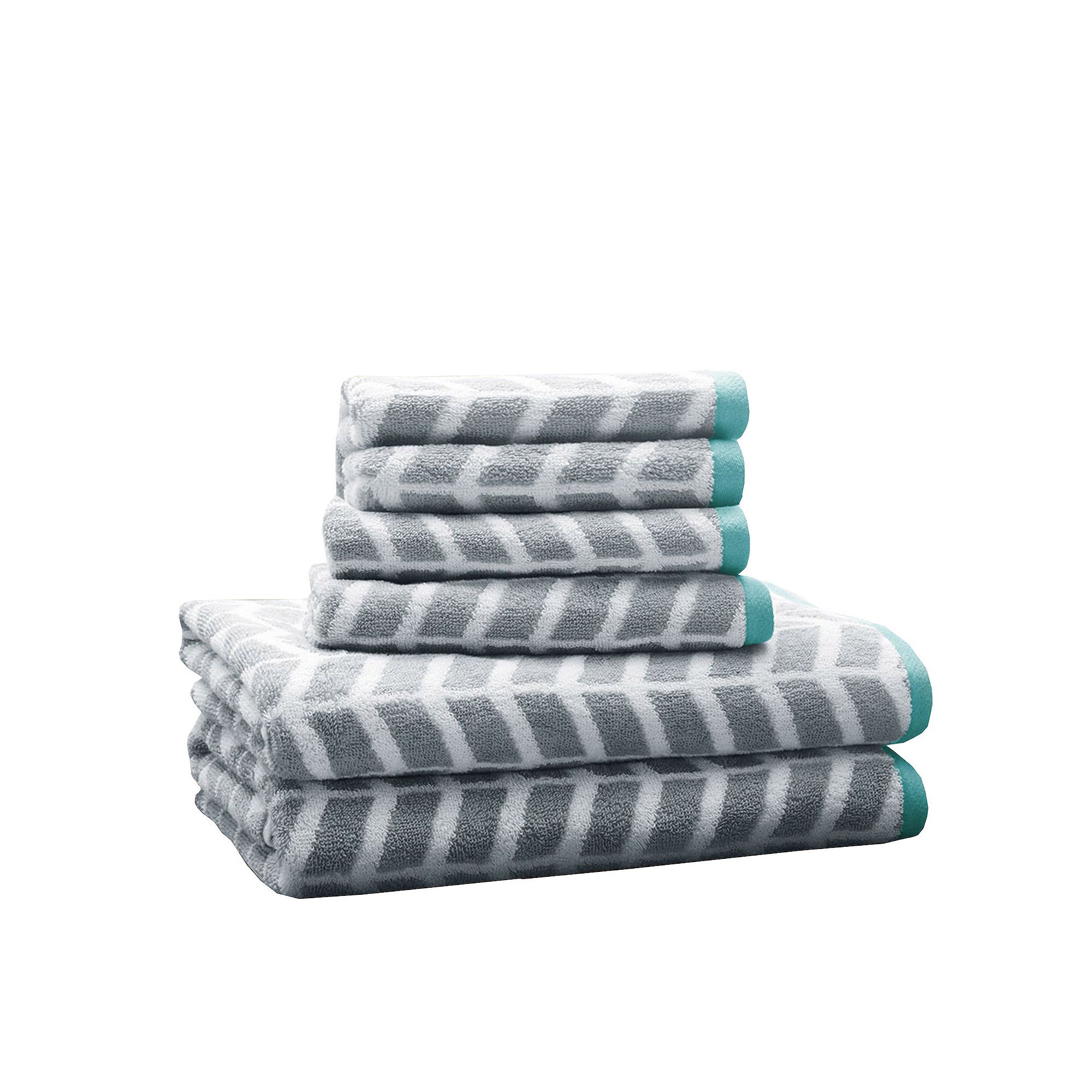 Intelligent Design Elle 6-piece Chevron Jacquard Bath Towel Set, Seafoam