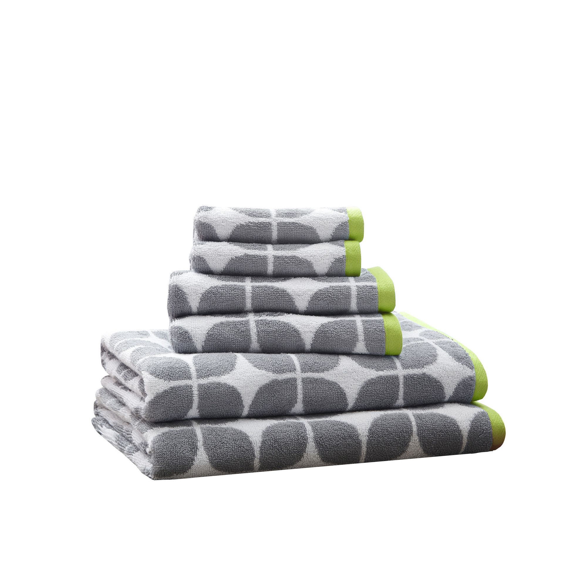 Intelligent Design 6-Piece Elena Cotton Jacquard Bath Towel Set, Chartruse 