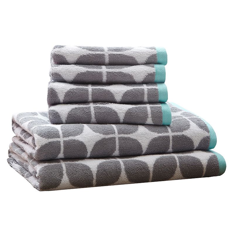 Intelligent Design 6-Piece Elena Cotton Jacquard Bath Towel Set, Grey