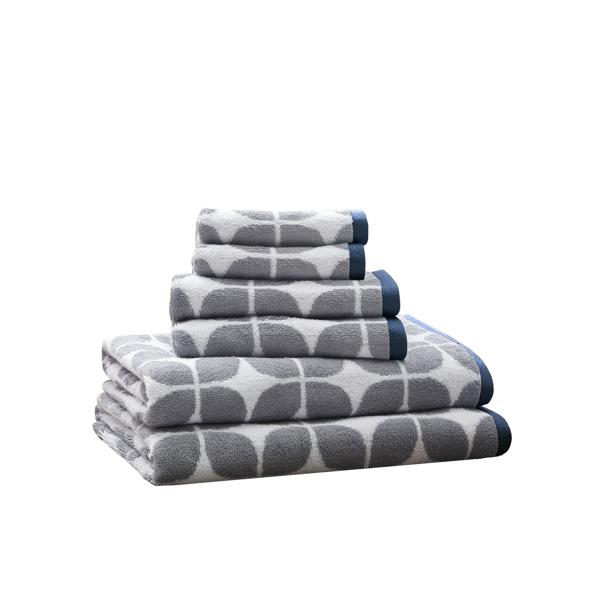 Intelligent Design 6-Piece Elena Cotton Jacquard Bath Towel Set, Blue