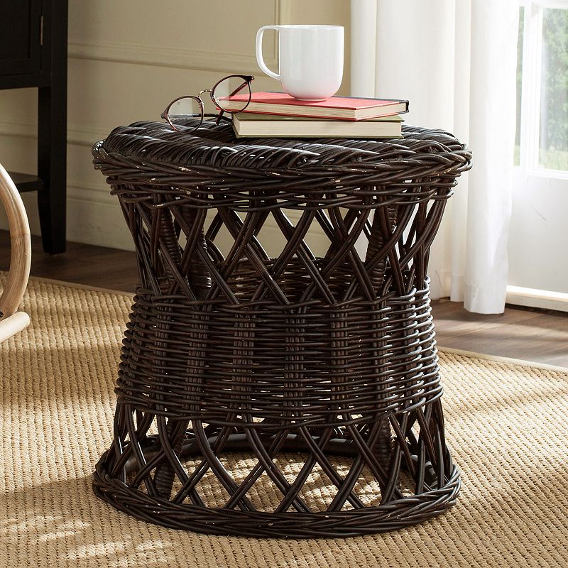 Safavieh Desta Wicker Round End Table, Brown