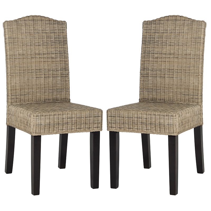 Safavieh Odette Wicker Dining Chair 2-piece Set, Gray