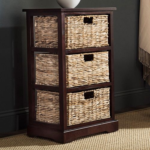 Safavieh Halle Wicker Basket Storage End Table