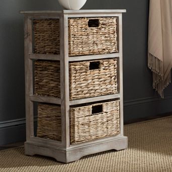 Safavieh Halle Wicker Basket Storage End Table