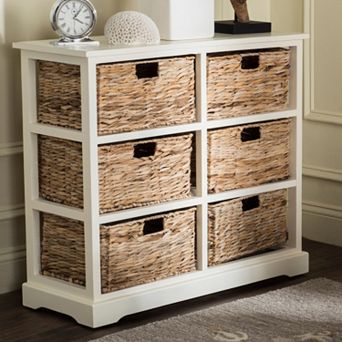 Safavieh Keenan Wicker Basket Storage Cabinet