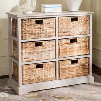 Safavieh Keenan Wicker Basket Storage Cabinet