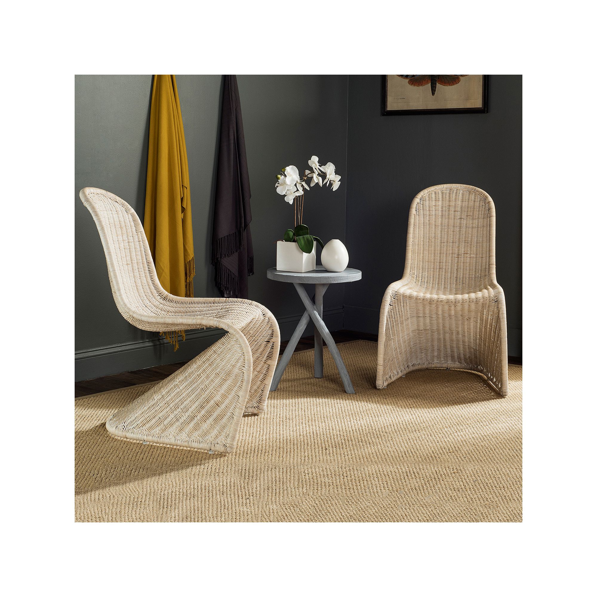 Safavieh Tana Wicker Chair 2-piece Set, Gray