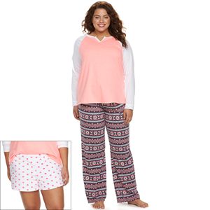 Juniors' Plus Size SO® Pajamas: 3-Piece Pajama Set