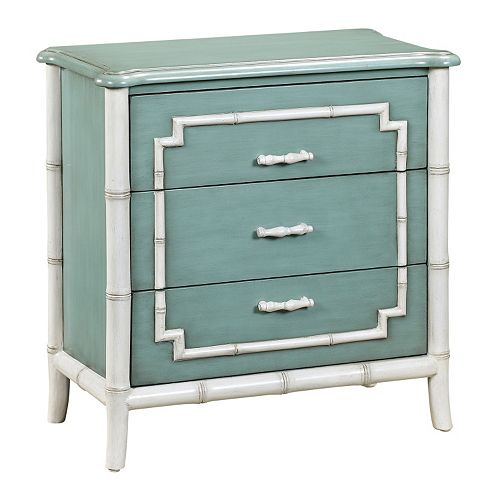 Manchester Blue Faux Bamboo 3 Drawer Dresser