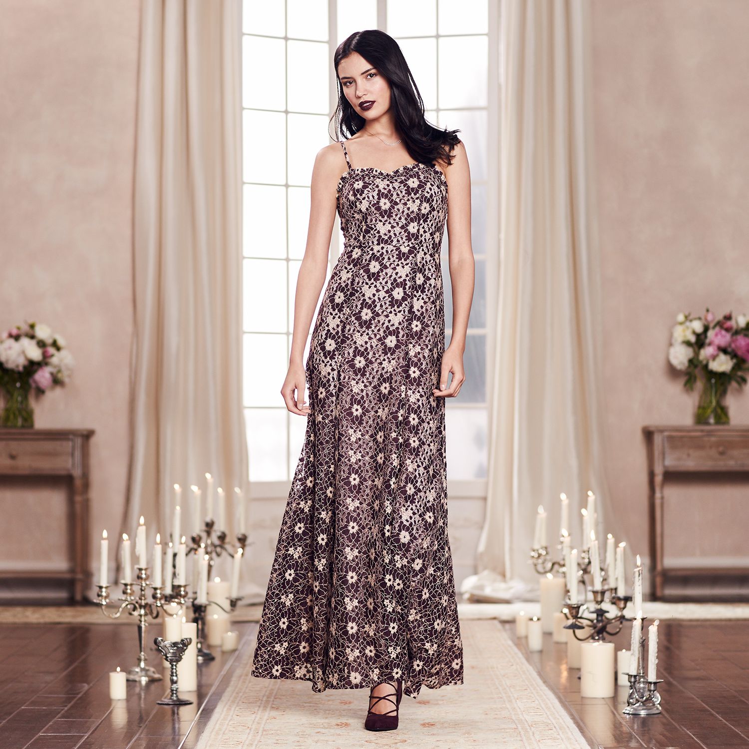 floral lace maxi dress