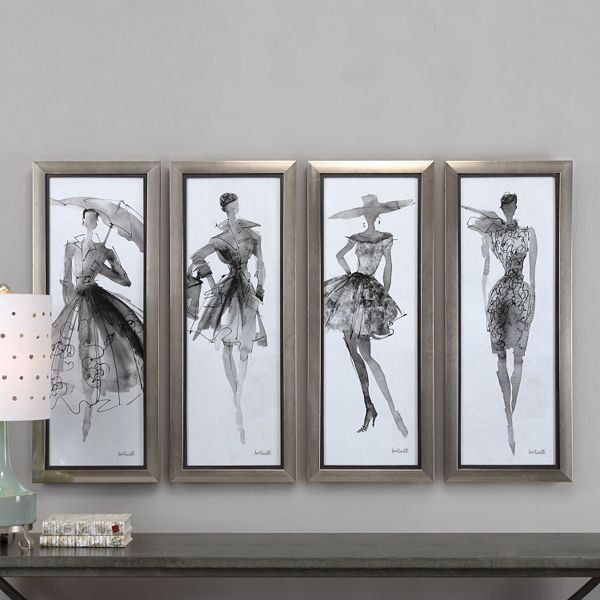 Uttermost Fashion Sketchbook Framed Wall Art 4 Piece Set