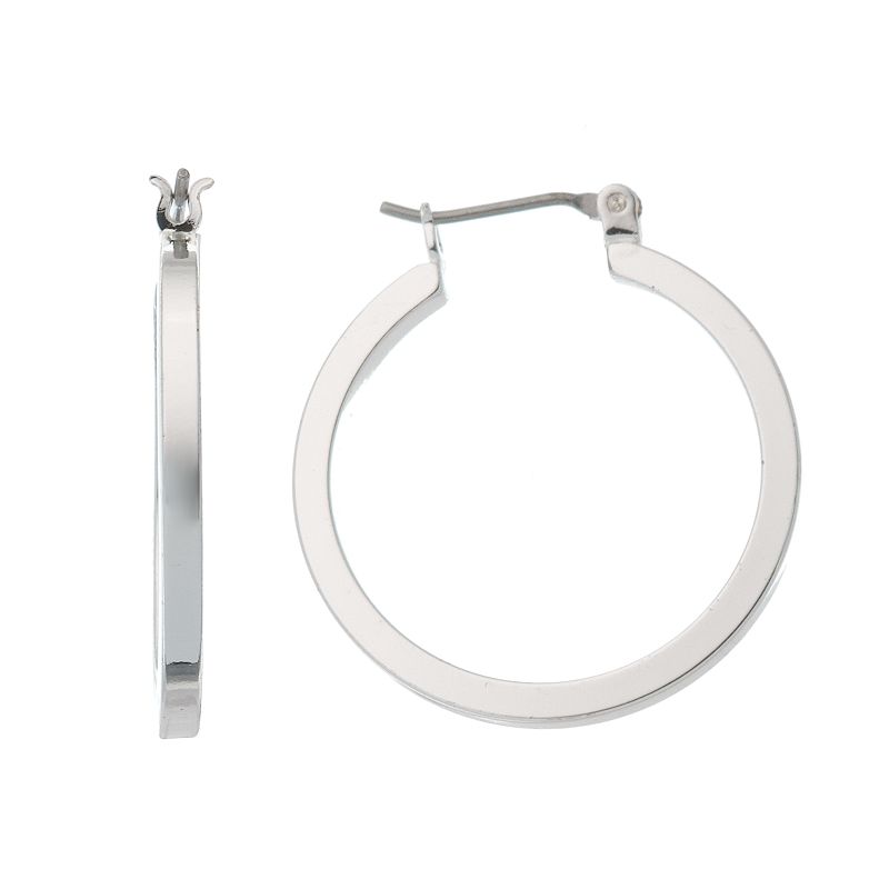 UPC 083355458221 product image for Napier Silver-Tone Flattened Hoop Earrings, Women's, Grey | upcitemdb.com