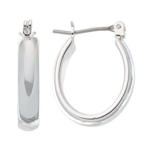 Napier® Silver Tone Oval Hoop Earrings
