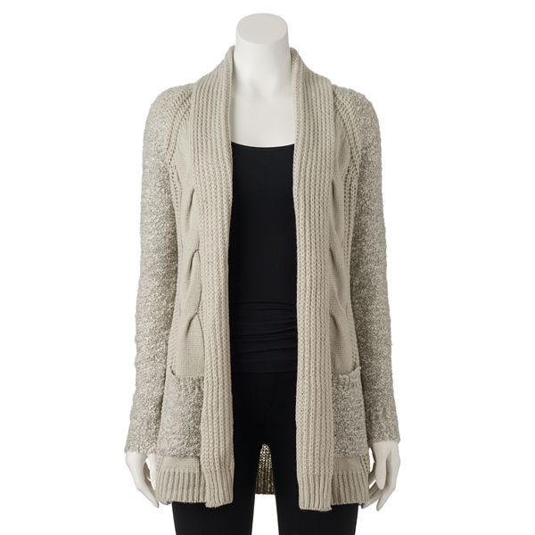 Juniors' Candie's® Cable-Knit Ribbed Cardigan