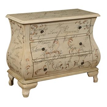 Fairford Tan Hand Painted Script 3 Drawer Bombay Dresser