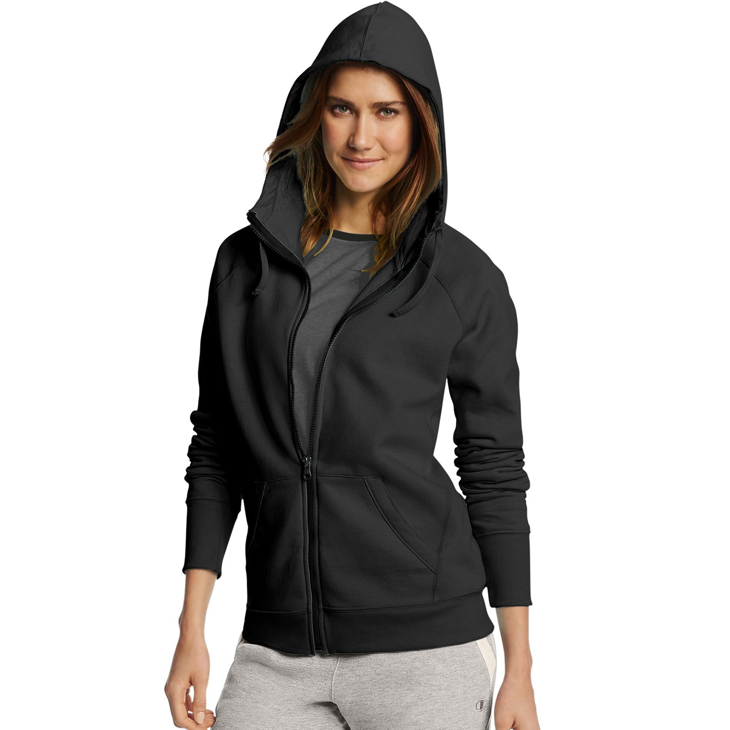 women's champion black zip up hoodie
