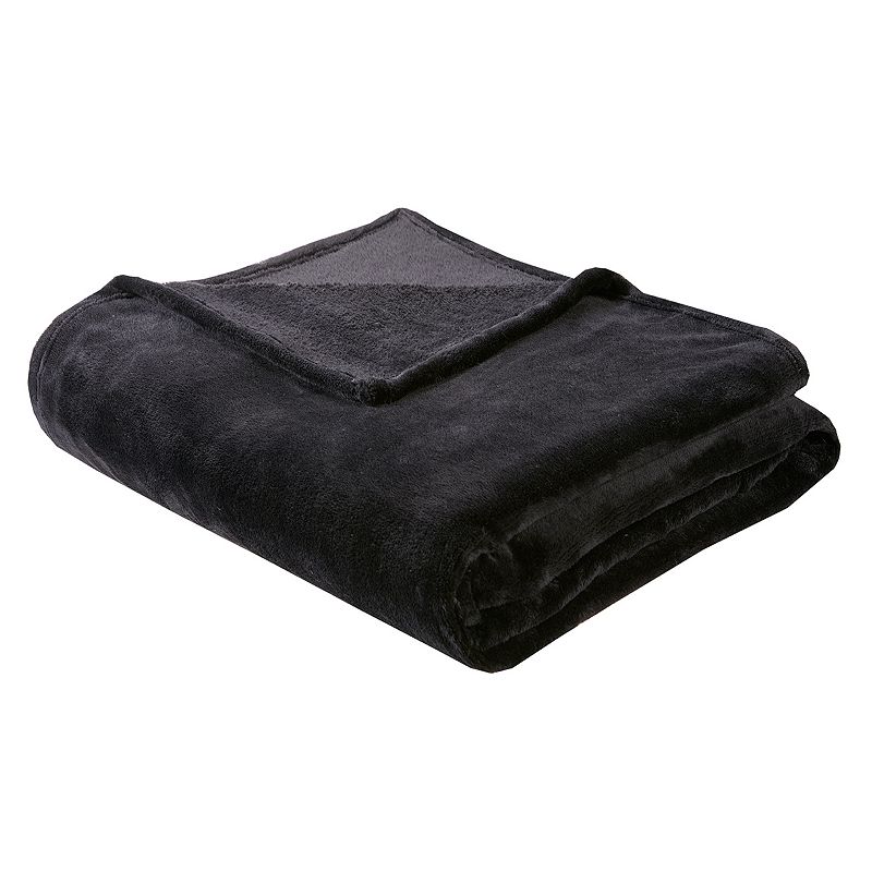 Intelligent Design Microlight Plush Oversized Blanket, Black, Full/Queen