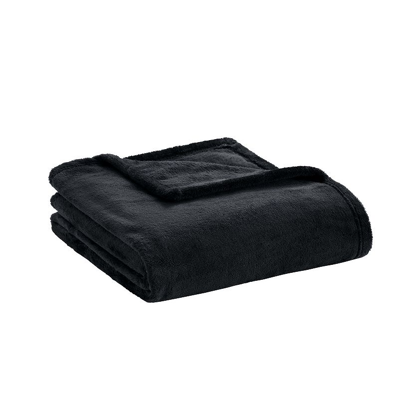 Intelligent Design Oversized Microlight Plush Throw Blanket, Black