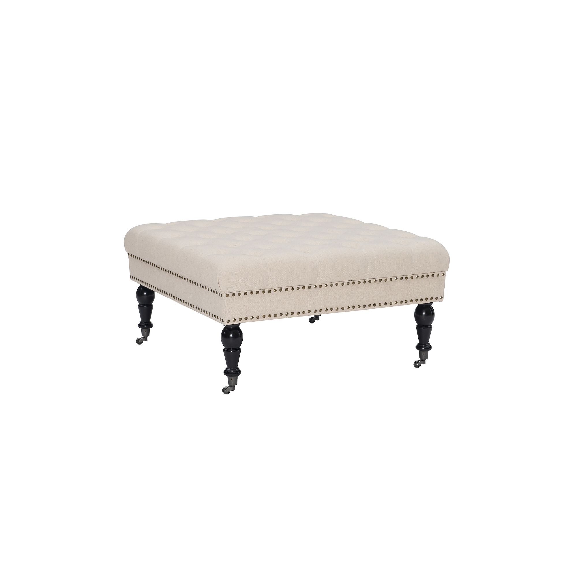 Linon Isabelle Square Tufted Ottoman, Natural
