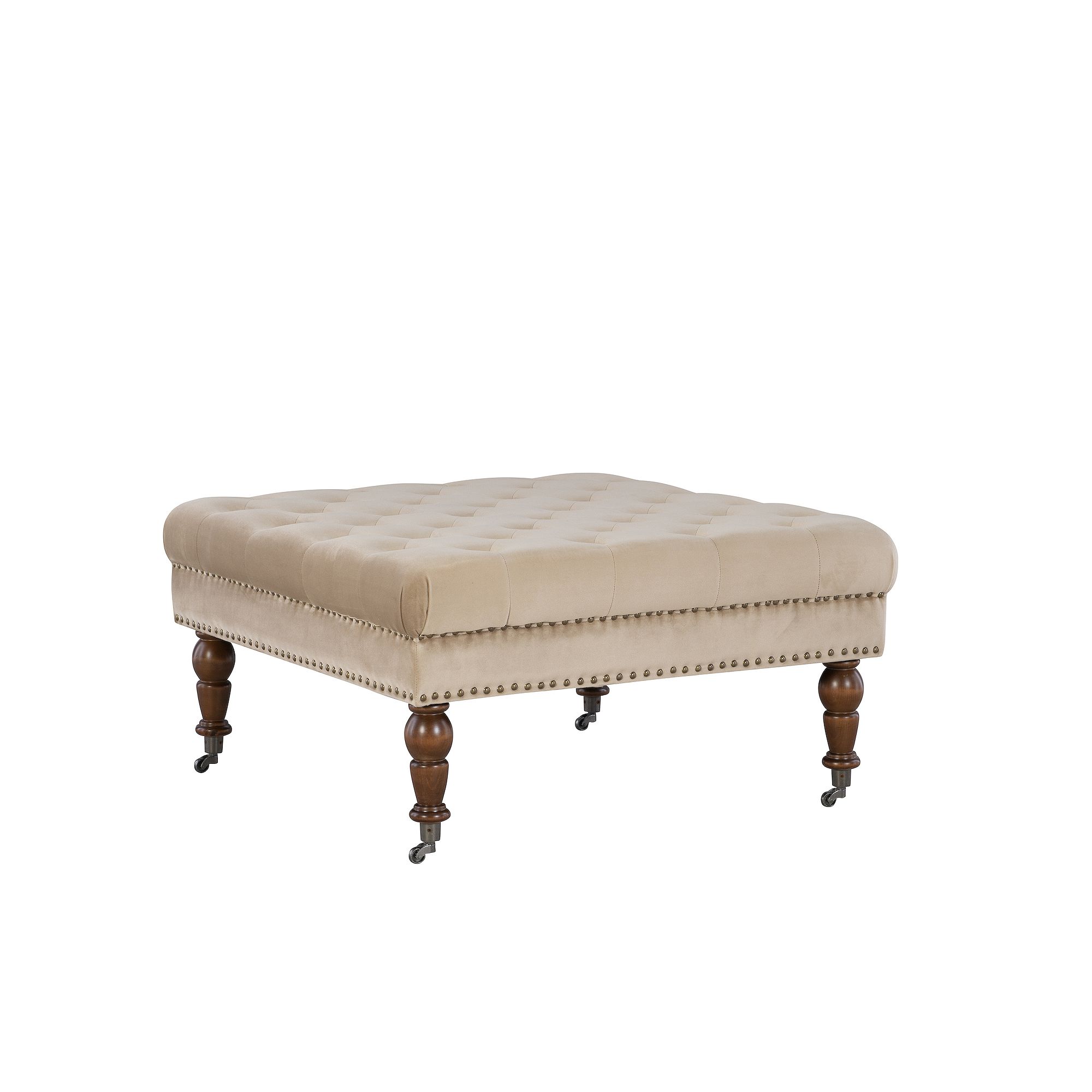 Linon Isabelle Square Tufted Ottoman, Beige