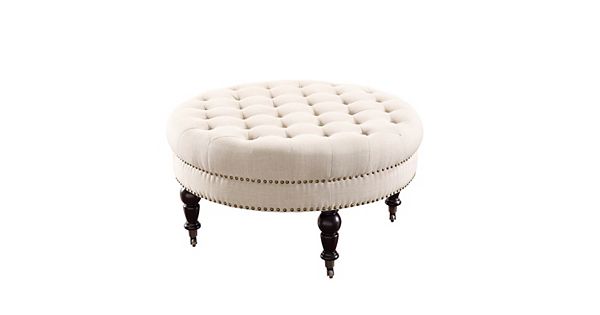 Linon Isabelle Round Tufted Ottoman