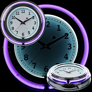 Double Ring Neon Purple Wall Clock