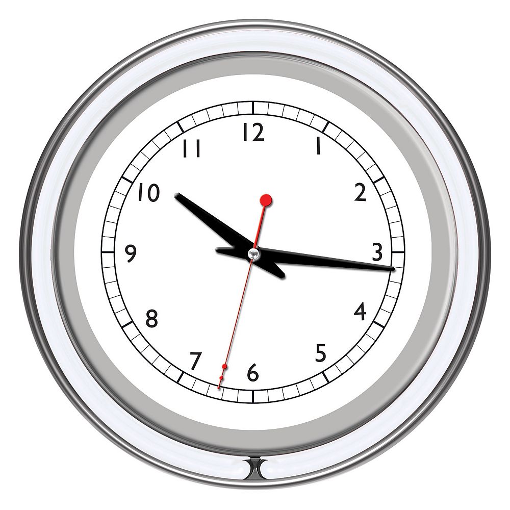 Double Ring Neon White Wall Clock
