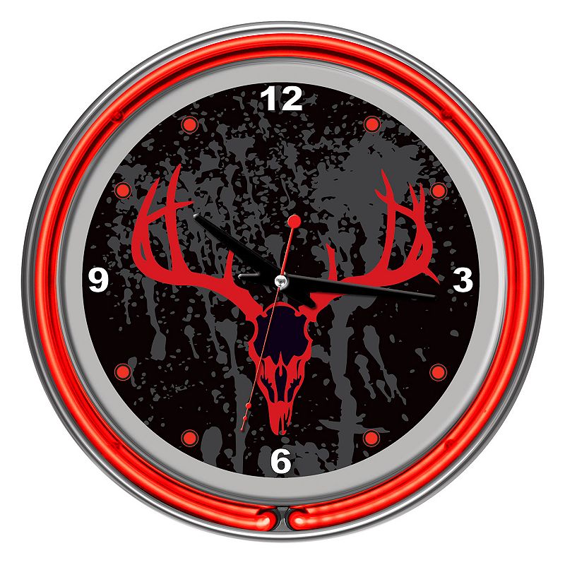 27639435 Hunt Skull Double Ring Neon Wall Clock, Black sku 27639435