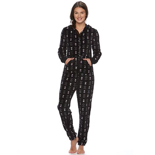 Juniors' SO® Pajamas: Plush Hooded One-Piece Pajamas