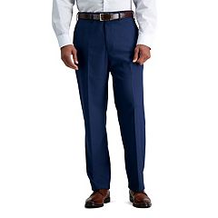 J.M. Haggar Men's 4-Way Stretch Dress Pant-Check Glen Plaid, Dark Navy,32W  x 34L
