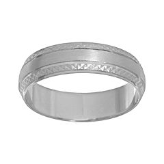 Cherish Always Textured 14k White Gold Wedding Band Men by