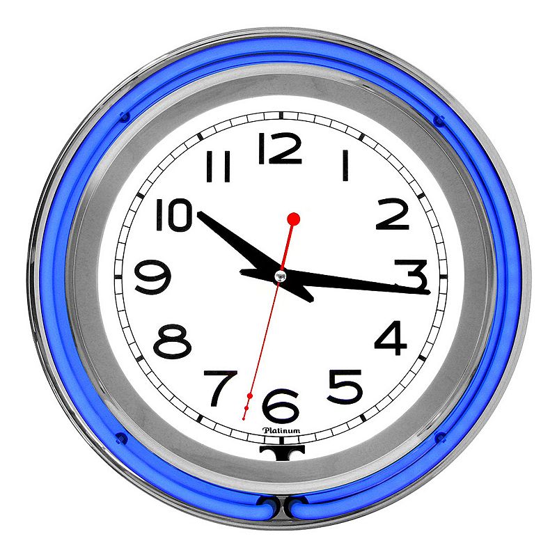 Double Ring Neon Wall Clock, Blue