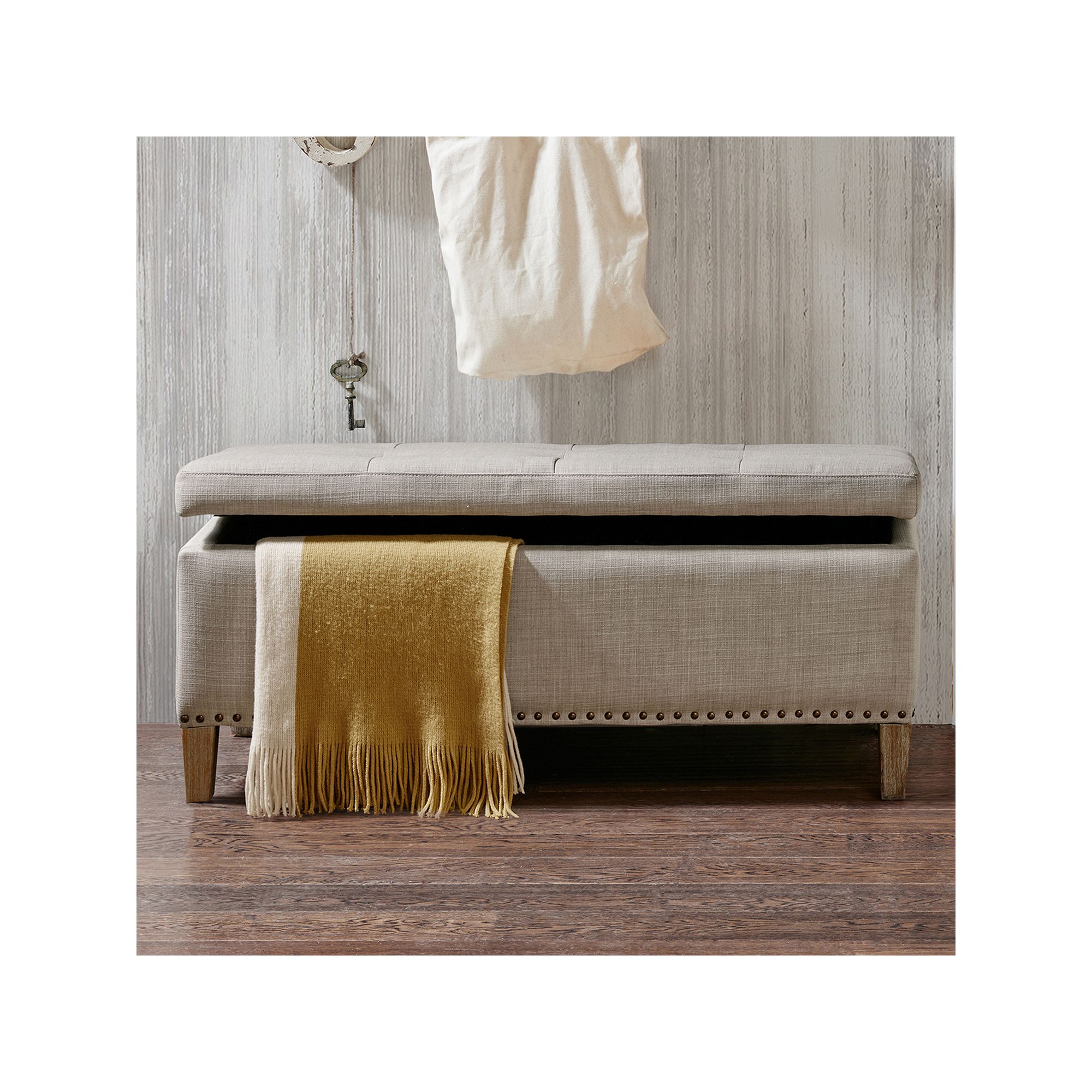 Madison Park Shandra II Storage Ottoman, Light Brown